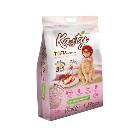 ทรายแมวเต้าหู้ kasty กลิ่นสตอเบอรี่ชีสเค้ก ขนาด 20 ลิตร_0
